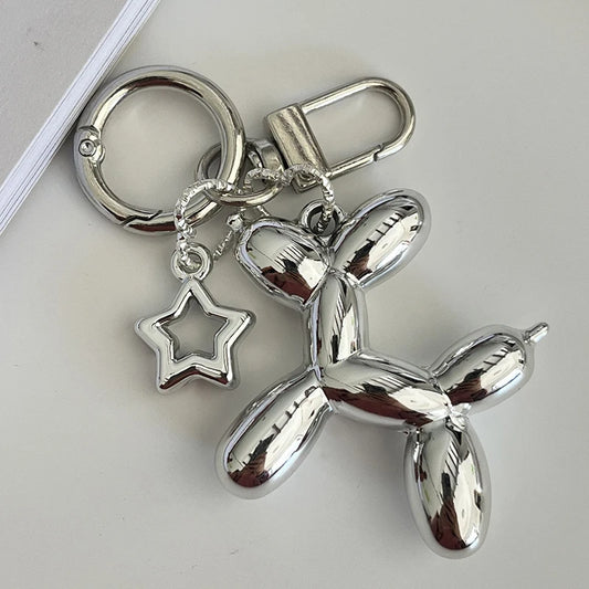 LLavero de perro de globo 3D coreano para llaves de coche, accesorios de Iphone, llavero de corazón de moda, llavero colgante de bolso de mujer