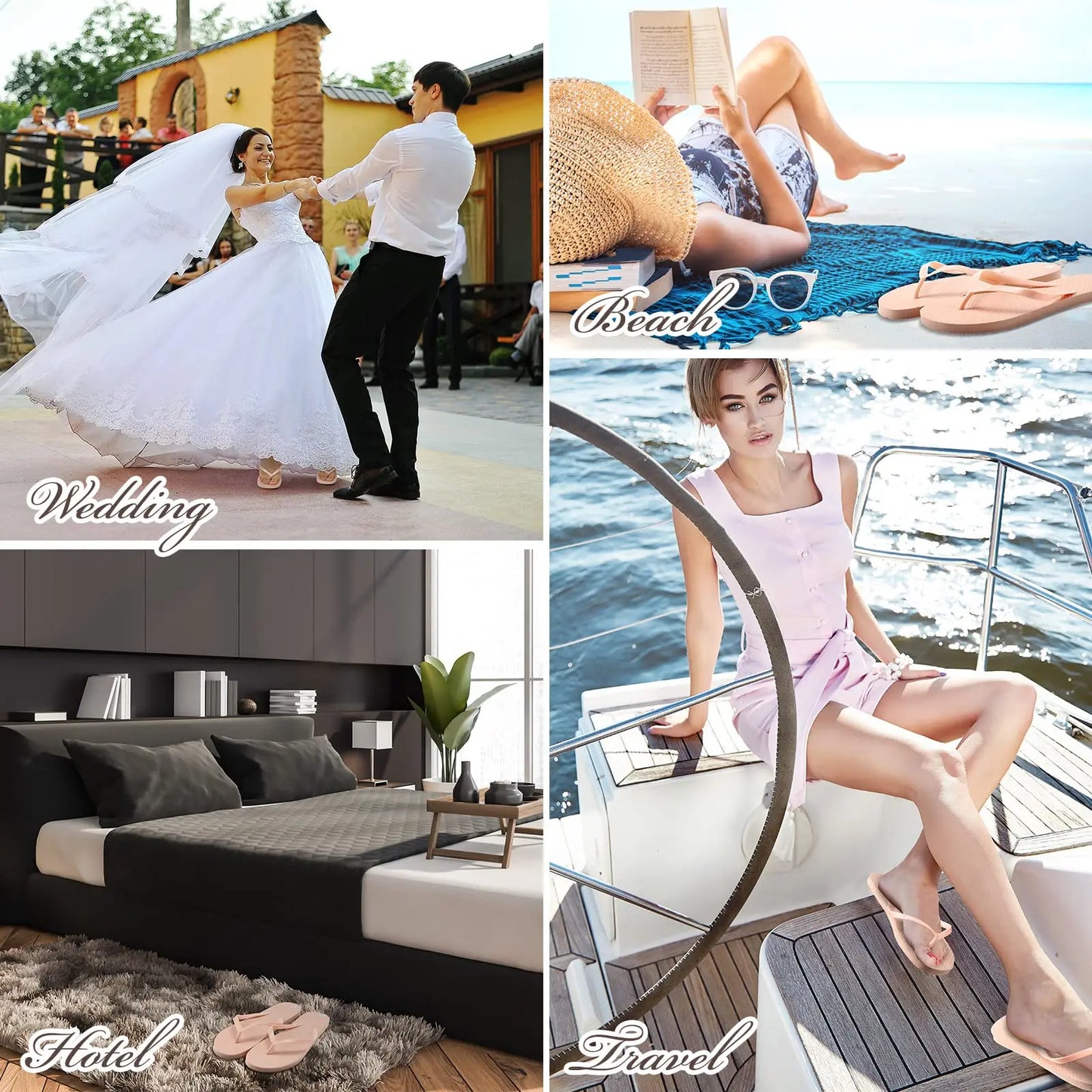 24-120 Pares de Chanclas para Bodas: Sandalias Suaves para Invitados con Tarjetas de Tamaño - Zapatillas a Granel para Hoteles, Spas, Piscina y Fiesta
