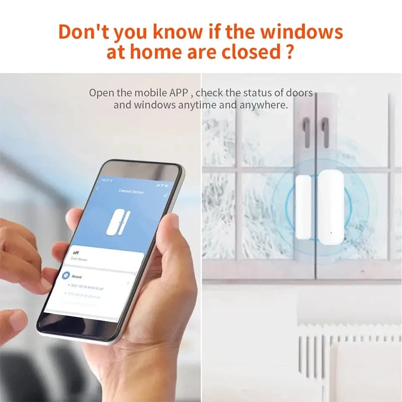 Sensor de Puerta y Ventana Tuya WiFi Zigbee - Detector de Contacto para Alarma de Seguridad Inteligente, Compatible con Alexa y Smart Life