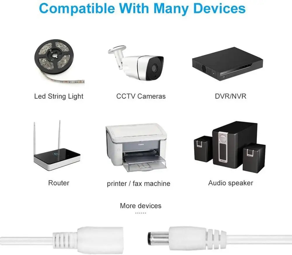 Conector de Cable DC 5.5x2.1mm - Adaptador de Alimentación Male/Female para CCTV y Tiras LED (1/5/10 Pcs)