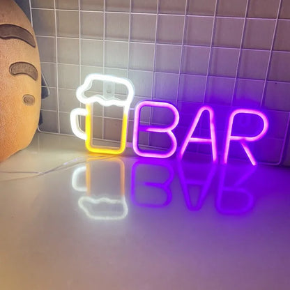Luz de Neón LED con Forma de Vaso de Cerveza, Decoración Luminosa para Taverna, Pequeñas Reuniones y Ambiente