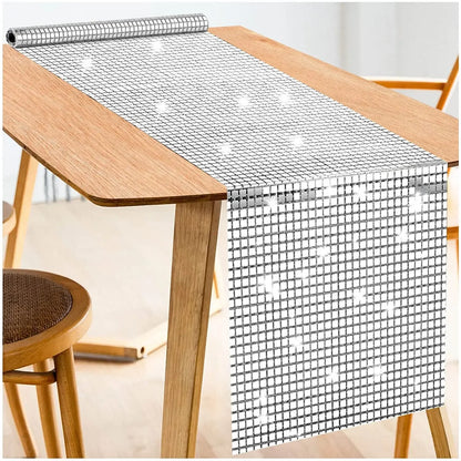 Camino de Mesa con Lentejuelas Brillantes 33x180 cm en Oro/Plata Espejo - Decoración para Bodas, Fiestas de Cumpleaños y Eventos