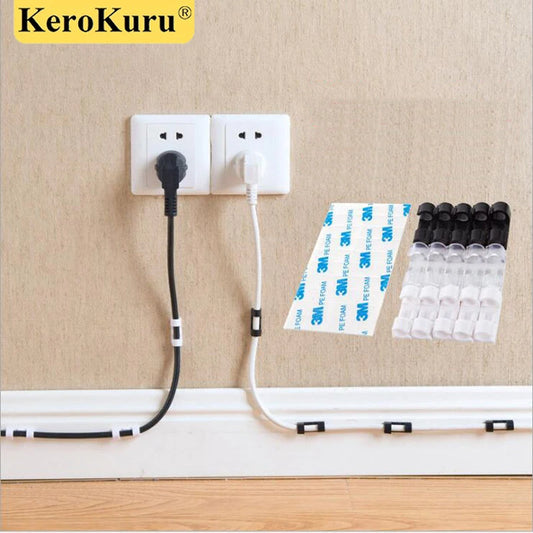 Clips Organizadores de Cables para Escritorio - Gestión de Cables USB, Líneas de Datos y Soporte de Cordones