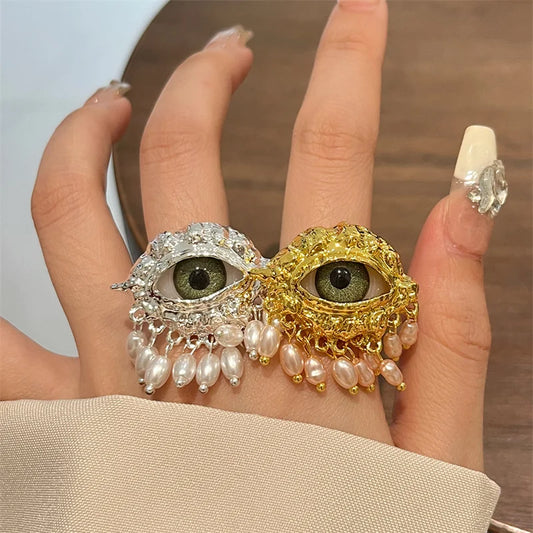 Anillo de Ojo de Diablo de Lujo Ligero – Joyería Vintage Medieval para Mujer