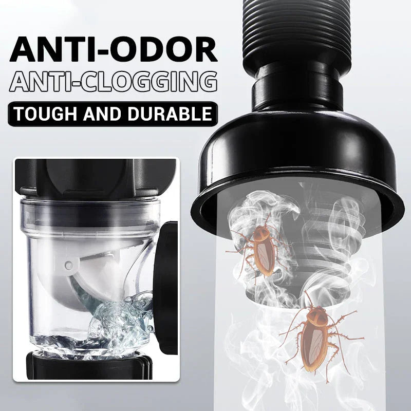 Juego de Drenaje Antiodor Flip Top para Fregadero de Cocina | Tubería Retráctil Flexible y Filtro Desodorante Antitaponamiento
