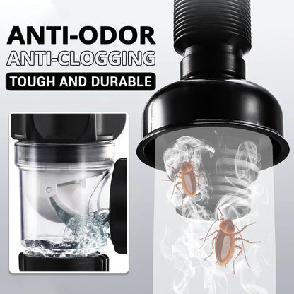 Juego de Drenaje Antiodor Flip Top para Fregadero de Cocina | Tubería Retráctil Flexible y Filtro Desodorante Antitaponamiento