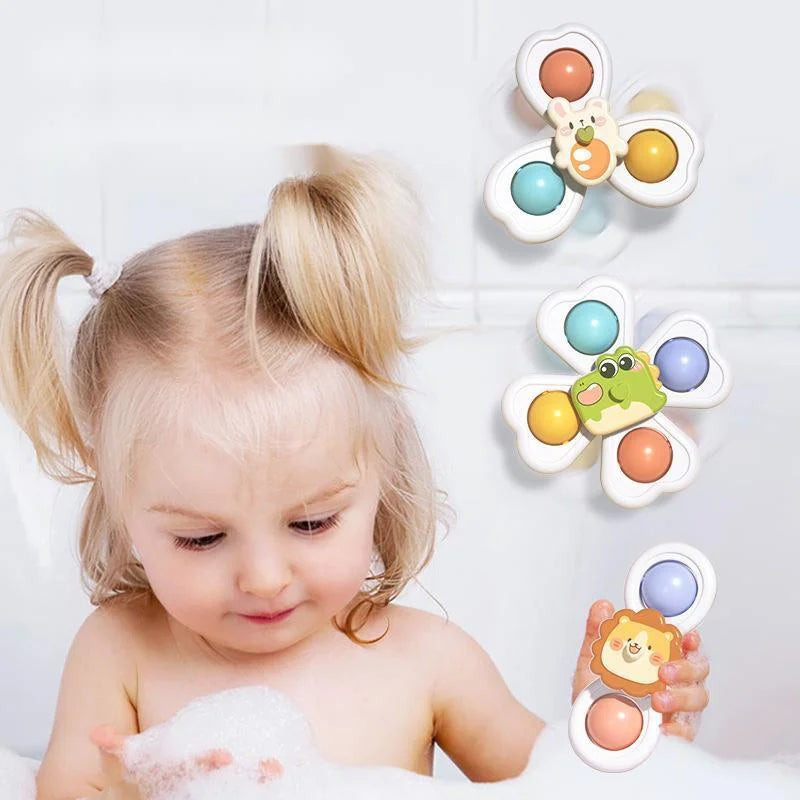 3PCS Juguetes de Baño con Ventosa para Bebés - Juguetes Educativos Divertidos con Sonido y Rotación para Niños, Juego Sensorial y Antiestrés