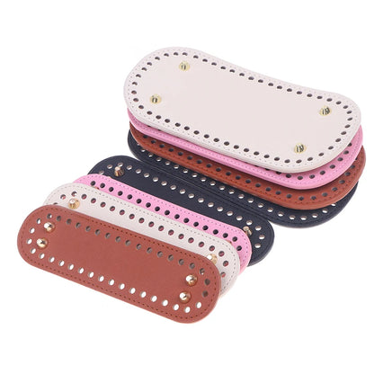 Base Largo para Bolsa Tejida Hecha a Mano, Base de PU para Bolsos con Agujeros, Accesorios para Bolsos de Crochet DIY