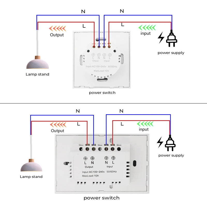 Interruptor de Luz Inteligente de Pared 110V-220V 10A con Sensor de Movimiento Infrarrojo y Panel de Vidrio Antirayaduras