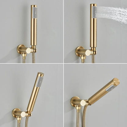 Grifo de Bañera Dorado Cepillado Montado en Pared, Sistema de Ducha de Cascada, Grifo de Baño y Mezclador de Ducha Empotrado