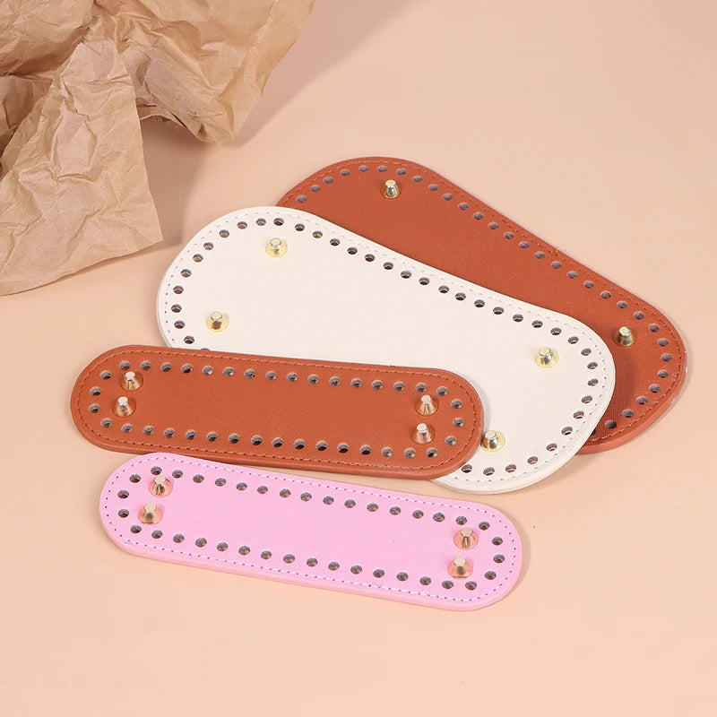 Base Largo para Bolsa Tejida Hecha a Mano, Base de PU para Bolsos con Agujeros, Accesorios para Bolsos de Crochet DIY