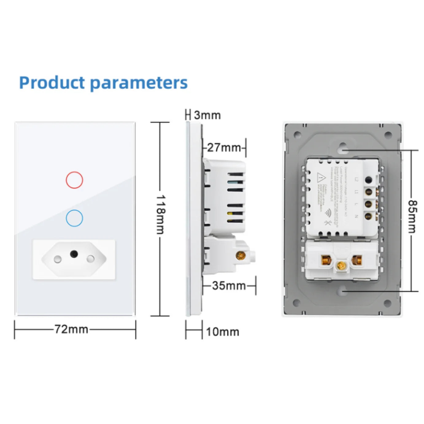 Interruptor de Pared Inteligente Wifi VISWE Tuya BR/USA 1/2 Gang, Panel de Vidrio Templado con Control de Voz para Alexa y Google Home