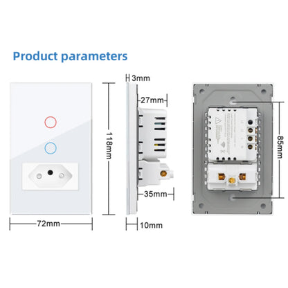 Interruptor de Pared Inteligente Wifi VISWE Tuya BR/USA 1/2 Gang, Panel de Vidrio Templado con Control de Voz para Alexa y Google Home