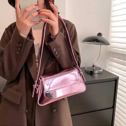 Bolsos de Lujo para Mujer: Bolso Láser de Hombro y Asa Superior, Diseño Chic Plateado, Tote Bag y Bolso Shopper