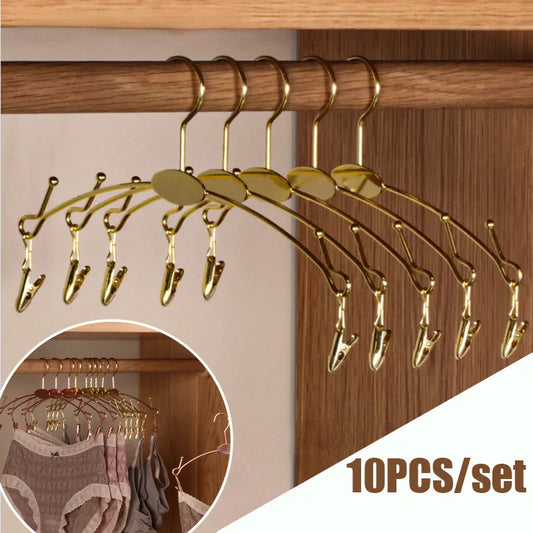 Perchas de Metal Dorado Antideslizantes para Sujetadores y Ropa Interior - 10 Piezas