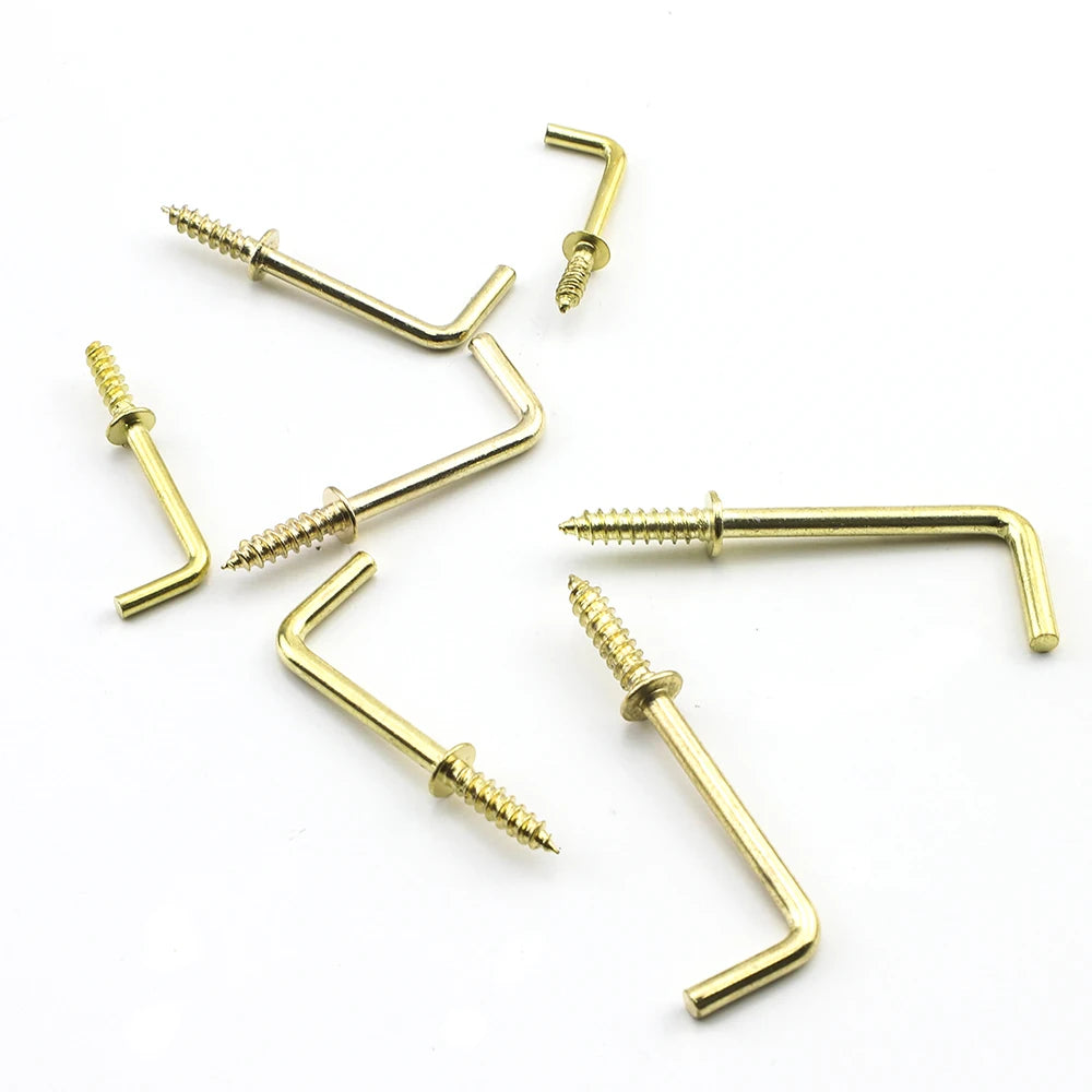 JUIDINTO 10-30 Pcs Ganchos de Tornillo en Forma de L Dorados - 1/2" y 3/4" de Acero al Carbono para Colgar en Pared