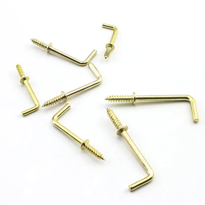 JUIDINTO 10-30 Pcs Ganchos de Tornillo en Forma de L Dorados - 1/2" y 3/4" de Acero al Carbono para Colgar en Pared