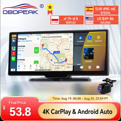 K2 2024 Dash Cam 4K 2160P - Cámara de Auto con Navegación GPS y Control por Voz