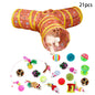Sonajero para Gatos y Túnel de Papel Arrugado, Juguetes para Gatos Pequeños, Túnel Plegable de Poliester y Algodón, Tienda y Juguetes para Gatos, 21 Piezas
