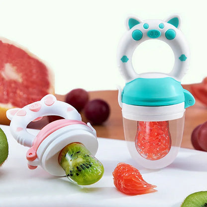 Cuchara de alimentación para bebé, Extractor de zumo, alimentador de frutas, chupete, biberón de silicona, goma de mascar, fruta, verdura, mordedura