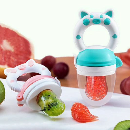 Cuchara de alimentación para bebé, Extractor de zumo, alimentador de frutas, chupete, biberón de silicona, goma de mascar, fruta, verdura, mordedura