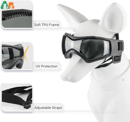 ATUBAN casco y gafas para perros pequeños, casco de motocicleta para mascotas con orificios para las orejas, correas ajustables para montar cachorros