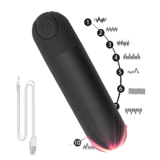 Vibrador de Bala Anal USB Recargable | Estimulador Potente de 10 Velocidades | Juguete Erótico para Hombres y Mujeres | Masajeador Sexual para Adultos