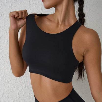 Top Corto Deportivo para Mujer con Espalda Descubierta, Sujetador Fitness a Prueba de Golpes, Ideal para Gimnasio y Yoga