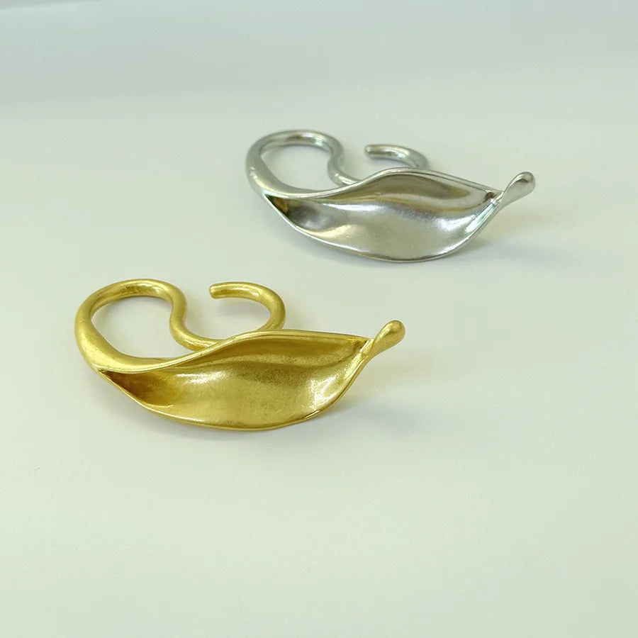 Anillo de Metal con Forma de Hoja Exagerada para Mujer - Joyería Abierta de Estilo Punk Vintage