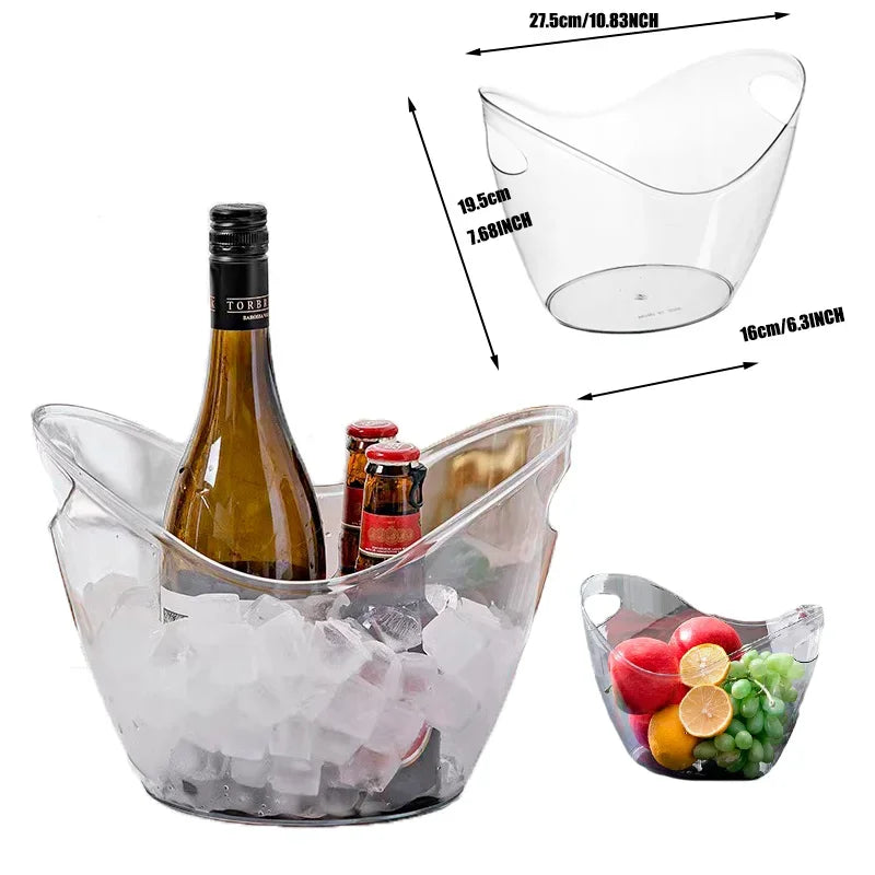 Cubo de Hielo Transparente de Acrílico - Enfriador Elegante para Cerveza, Vino y Champán (3.5 L)