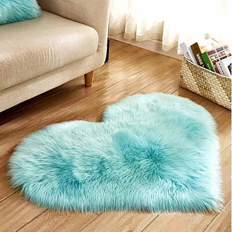 Alfombra de Felpa en Forma de Corazón para Sala de Estar, Alfombrilla Gruesa para Dormitorio, Ventana de Bahía para Niña Bonita, Textil para el Hogar 2024