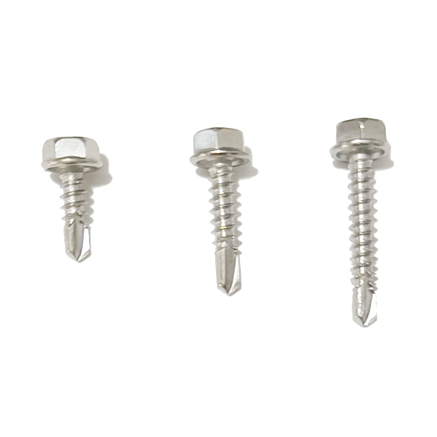 Juego de 20 Tornillos Autoperforantes de Acero Inoxidable 410 para Metal - Hexágono #8, #10, #12