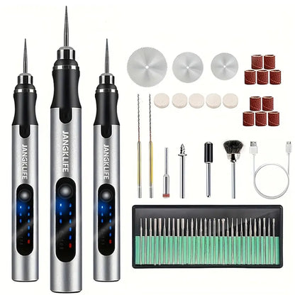 Kit de Herramientas Rotativas Inalámbricas USB para Trabajos en Madera, Grabado y DIY en Joyería, Metal y Vidrio - Taladro Inalámbrico Mini