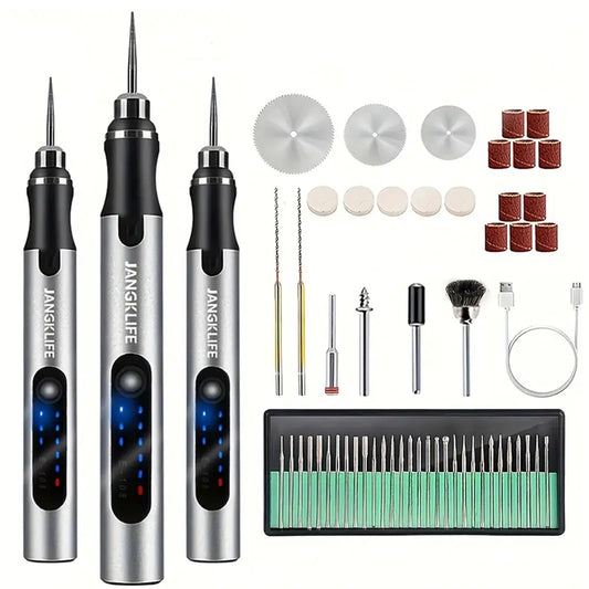 Kit de Herramientas Rotativas Inalámbricas USB para Trabajos en Madera, Grabado y DIY en Joyería, Metal y Vidrio - Taladro Inalámbrico Mini