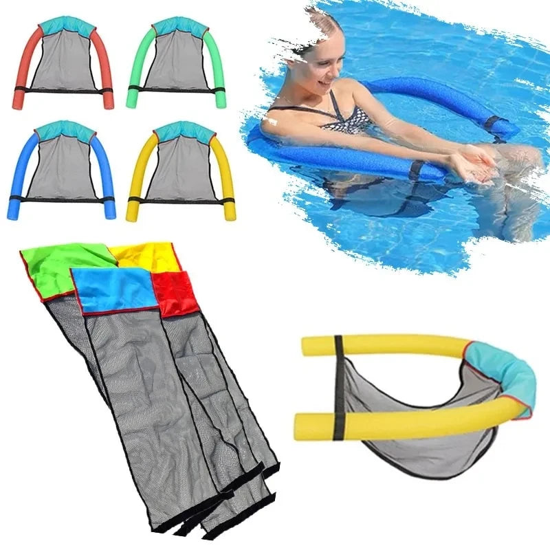 Colchoneta Flotante para Piscina - Hamaca de Agua Inflable con Cubierta de Red y Anillo de Natación