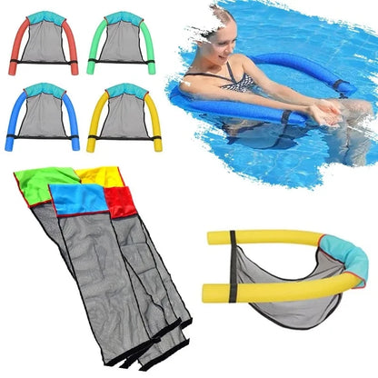Colchoneta Flotante para Piscina - Hamaca de Agua Inflable con Cubierta de Red y Anillo de Natación
