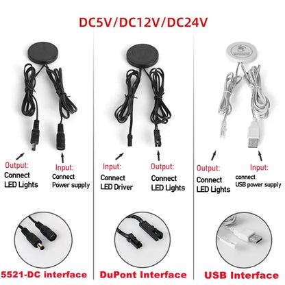 Interruptor Sensor Táctil Inteligente DC5V 12V 24V con Atenuador, Interruptor Penetrable para Luces LED en el Hogar, Armario y Pasillo