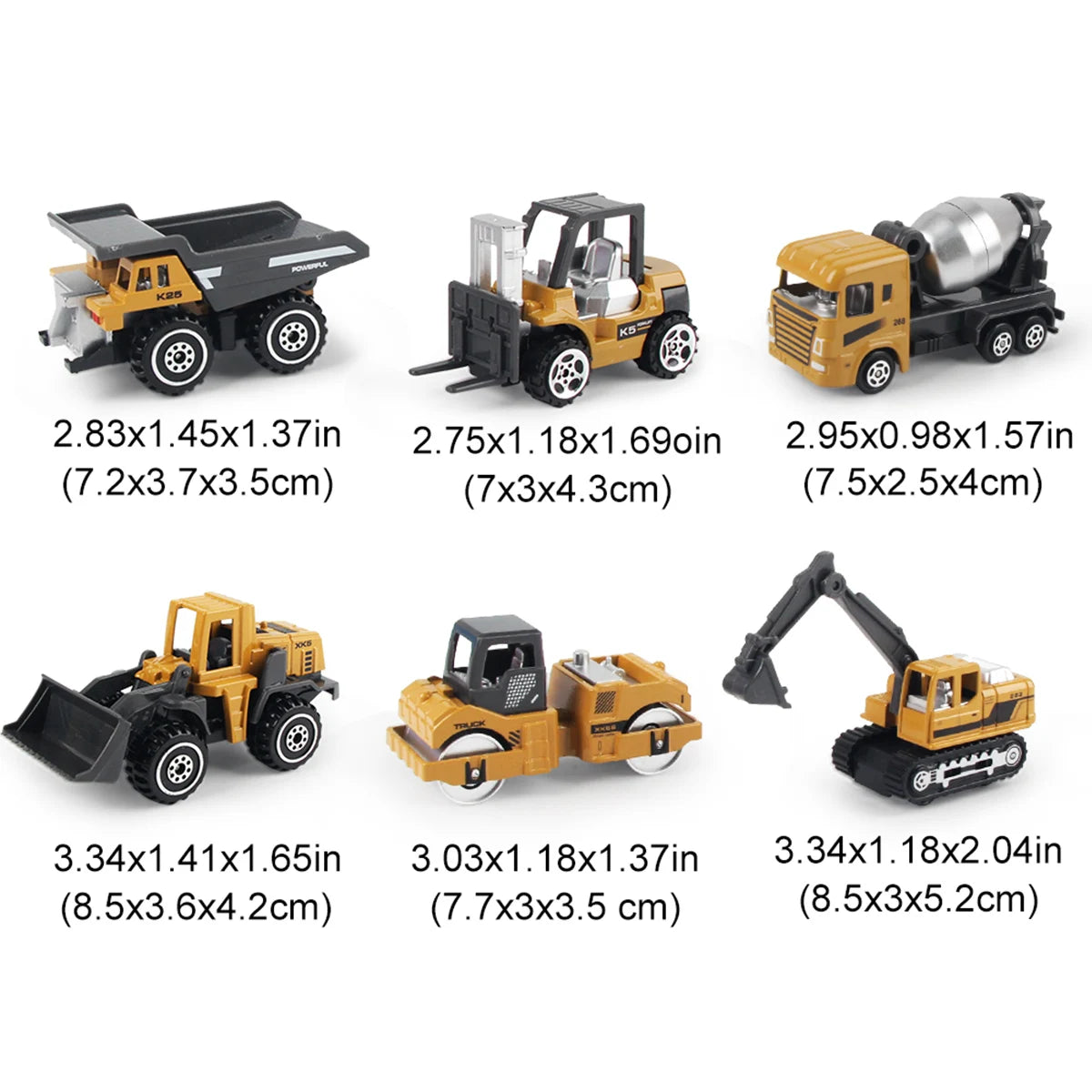 Set de 6 Camiones de Juguete de Aleación para Niños – Vehículos de Construcción: Excavadora, Tractor, Cargador y Más