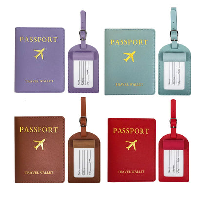 Etiqueta de Equipaje y porta pasaporte de Cuero PU para Hombres y Mujeres – Soporte de ID y Dirección para Maletas y Bolsas de Viaje