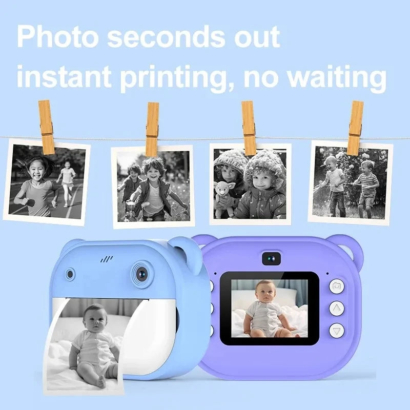 Cámara Digital Instantánea para Niños, Cámara de Impresión Térmica con Foto Instantánea + Tarjeta de Memoria de 32G