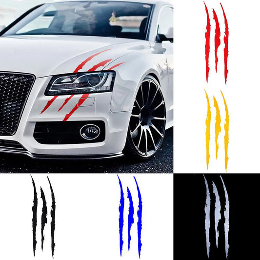 Adhesivo Reflectante de Garras de Monstruo para Auto – Decal de Arañazos y Rayas, Accesorios de Carro con Diseño de Huellas de Dinosaurio