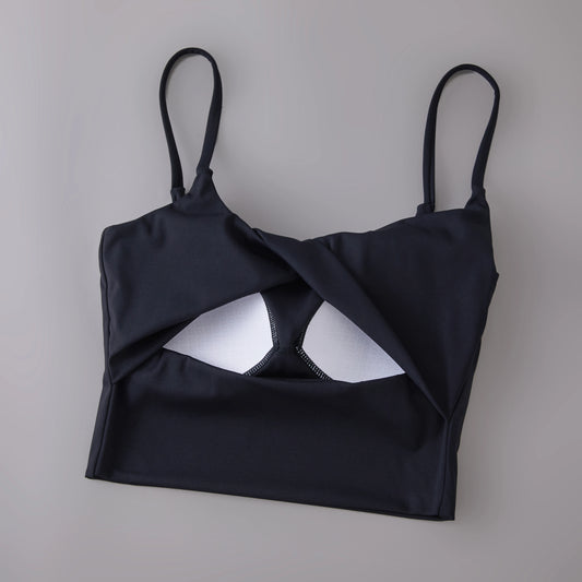 Top Deportivo para Mujer con Espalda Cruzada y Nudo - Sujetador de Yoga con Tirantes Finos, Rápido Secado y Soporte Medio