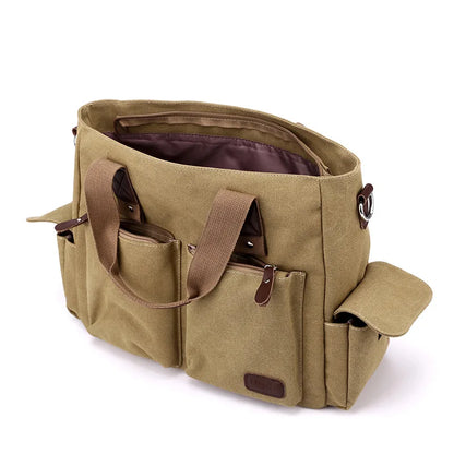 Bolso de Hombro para Hombre - Maletín Portátil de Gran Capacidad en Lona para Uso Diario y Oficina