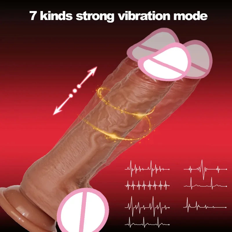 Vibrador Dildo Realista con Calor y Movimiento Telescópico | Juguete Sexual para Masturbación Femenina | Máquina de Placer para Mujeres