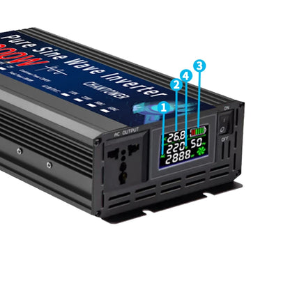 Inversor de Onda Sinusoidal Pura 12V/24V a 110V/220V - Convertidor de Voltaje Portátil 2000W-5000W para Coche y Energía Solar