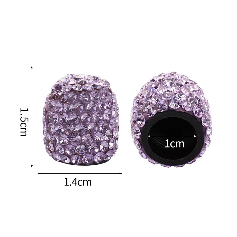 Tapas de Válvula para Llantas con Diamantes (4 piezas) – Cubierta de Válvula Antipolvo Brillante para Coche