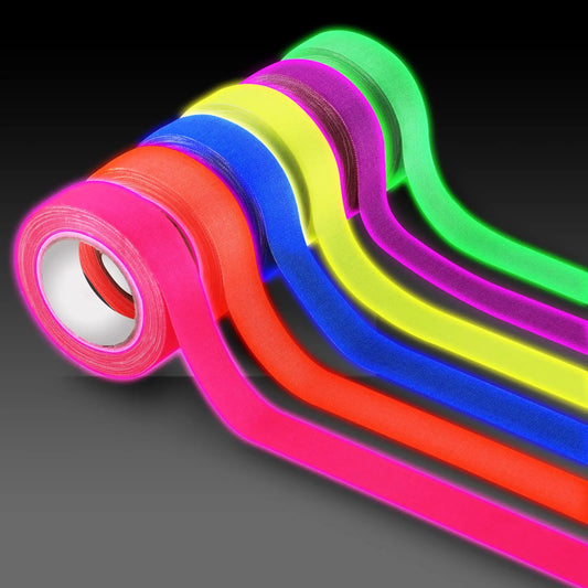 Cinta de Algodón Reactiva a la Luz Negra UV - Cinta Neon para Fiestas, Advertencias de Seguridad, Decoraciones de Bodas y Escenarios
