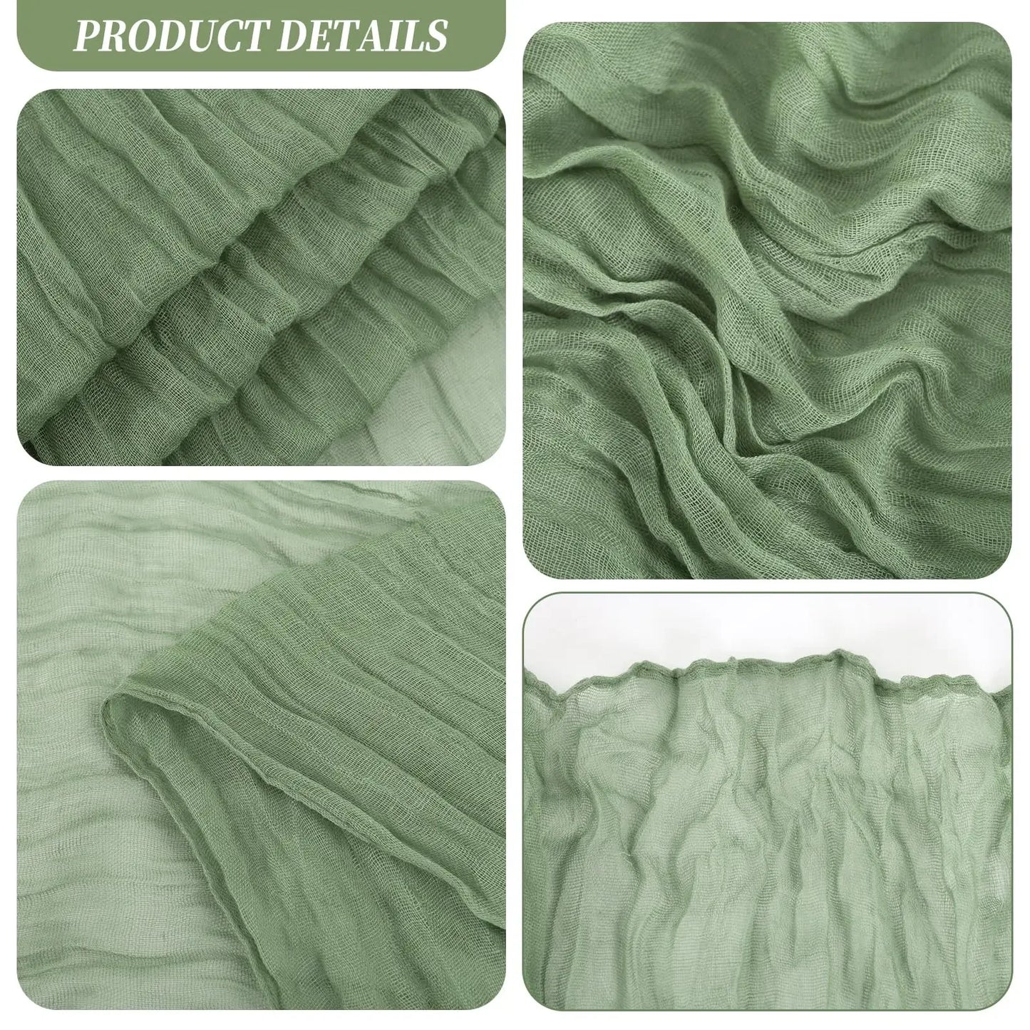 Fajas de gasa verde salvia para sillas de boda, 30 piezas, 30x275 cm, con lazo decorativo para eventos y recepciones