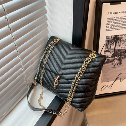 Bolso Casual de Cadena Crossbody para Mujeres - Bolso de Hombro con Rayas de Moda, Gran Capacidad, Diseño con Tapeta, Accesorio Elegante