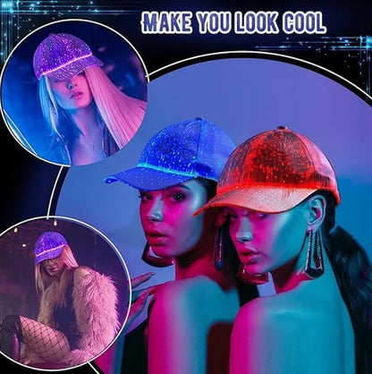 Sombrero LED Multicolor con Fibra Óptica, Capucha Neón para Discotecas, Eventos y Fiestas